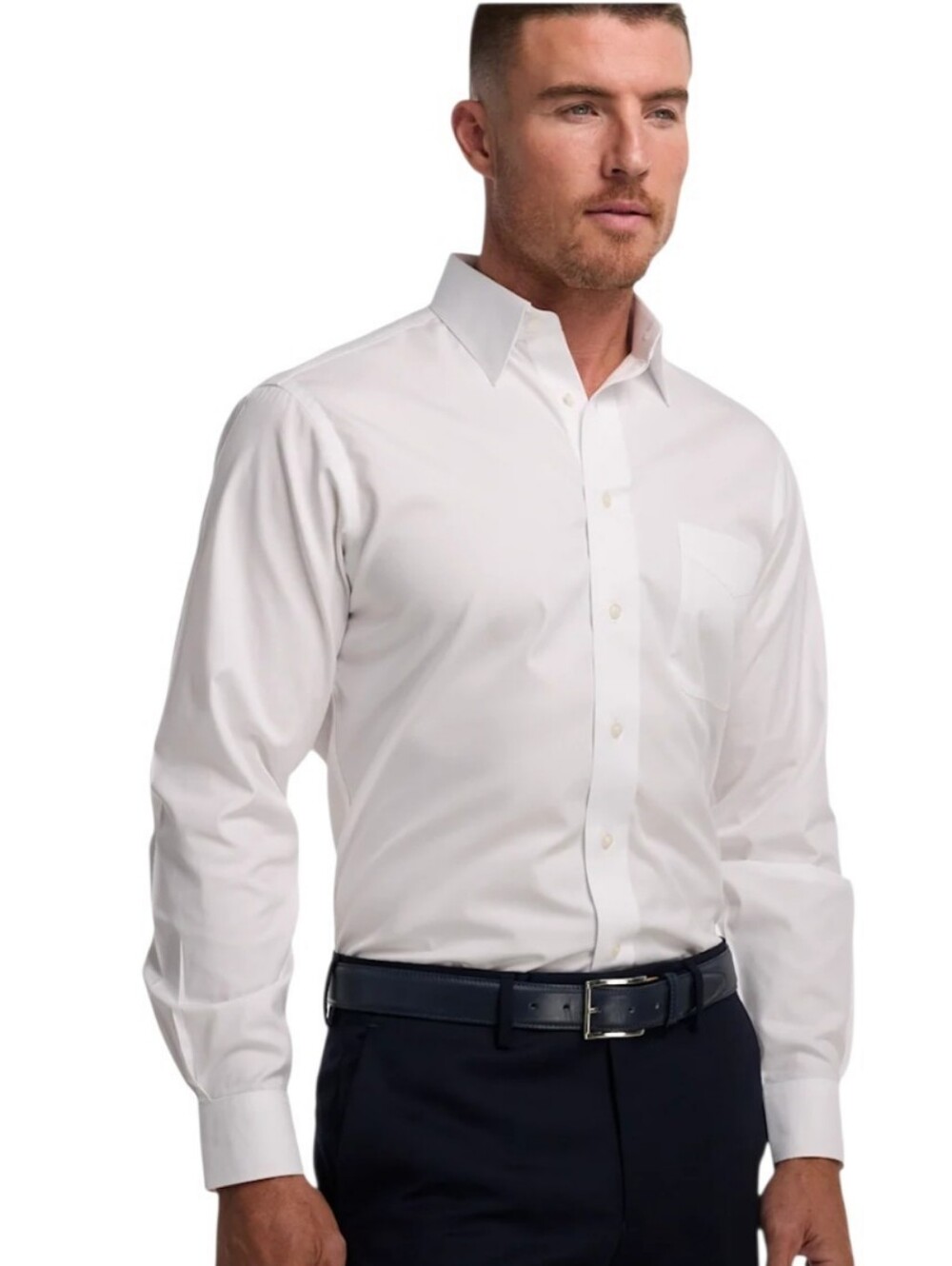 Paul Fredrick Two-ply Cotton White Pinpoint Dress Shirt 16.5 36 Classic Fit